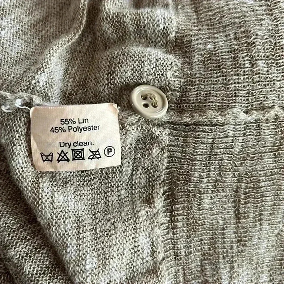 J. Crew Black Label Linen Blend Neutral Cardigan Button Down Pockets Sz Large - Picture 4 of 8